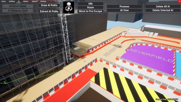 Visualisation of Proicere's advanced 4D planning and modelling software used at Sellafield for escape routes Proicere AI