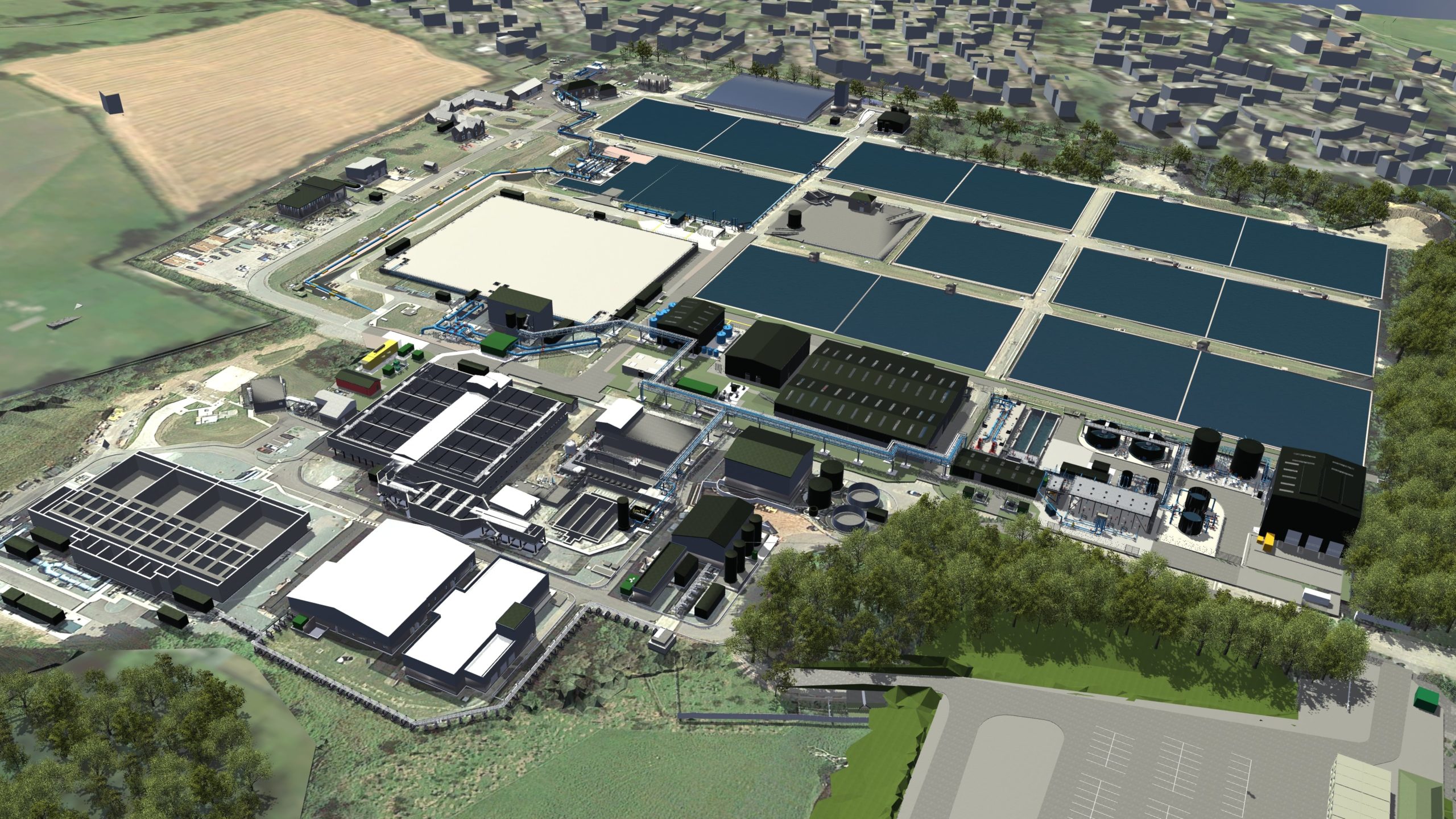 Computer genreated image of Oswestry Water Treatment Works
