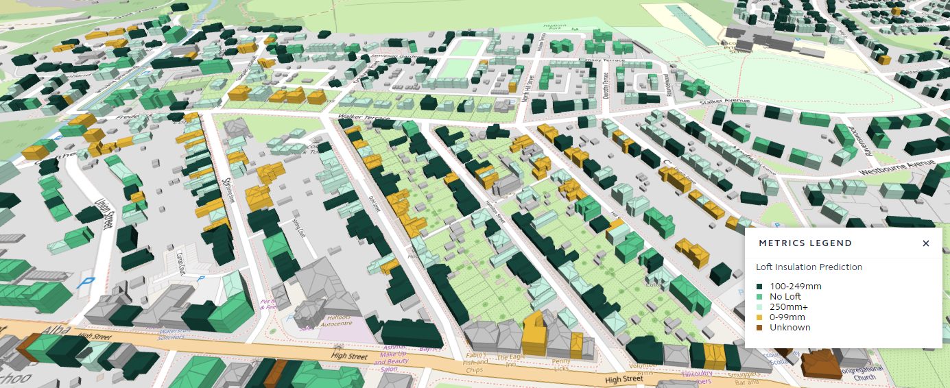 A visual of building stock in Stirling and Clackmannanshire from the digital twin