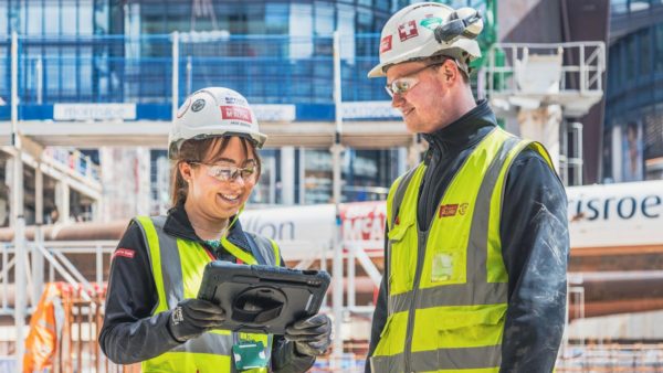 Sir Robert McAlpine staff using digital tools on site for Nick Leach interview