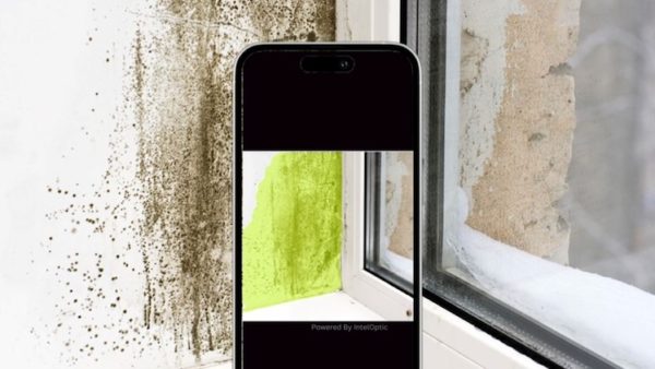 Image of the Claim.co.uk AI app being used to detect mould