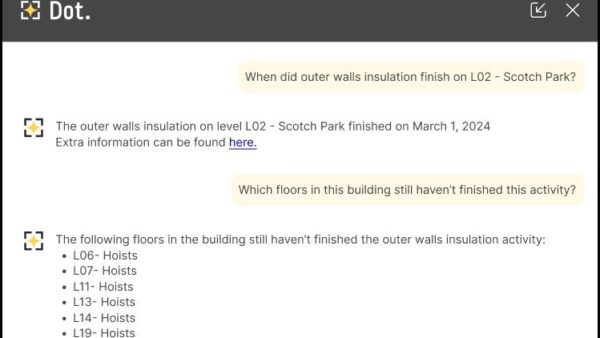 A screen grab of Buildots Dot GenAI digital assistant in action