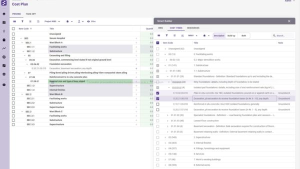 A screen grab of Sterling Smart Builder estimation software