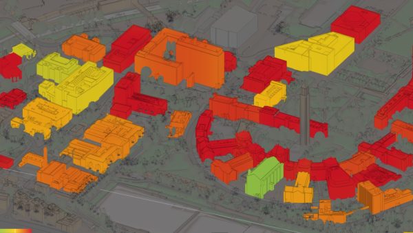 A heat map of the University of Birmingham estate for Rich Draper interview