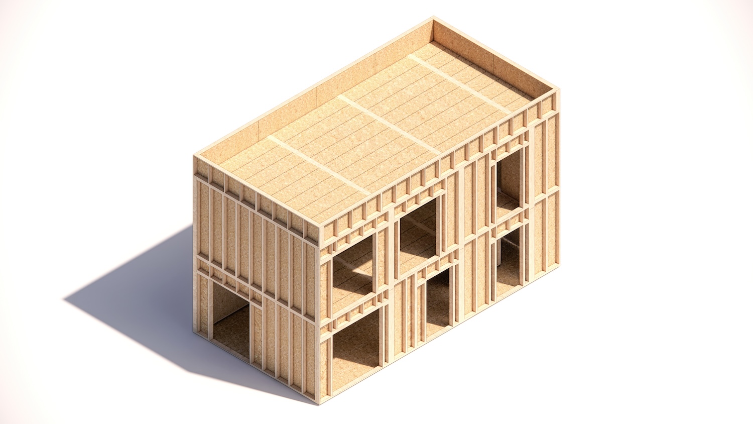 Model image of the two-storey building built by the AUAR robotic factory