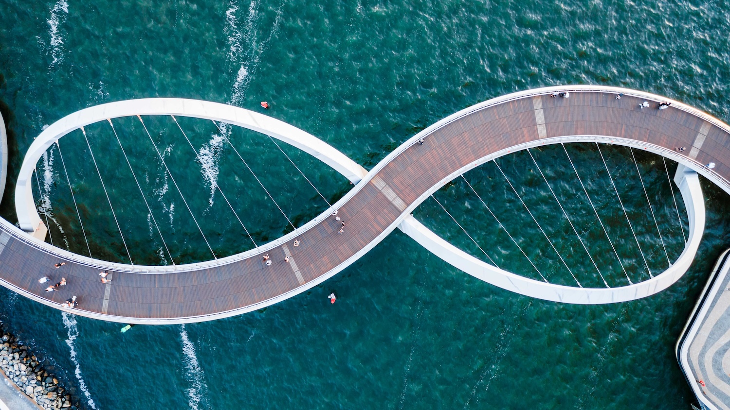 Overhead image of a footbridge