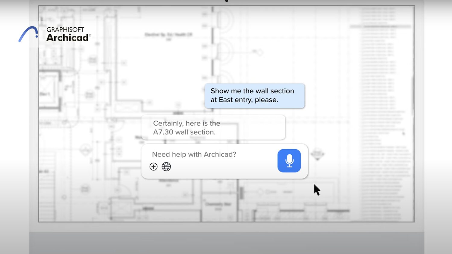 Screen grab of the Archicad AI assistant in action