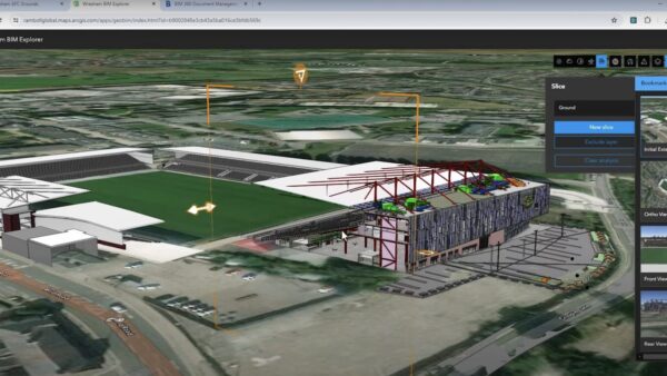 Screen grab from video of Autodesk and Esri integration at Wrexham FC