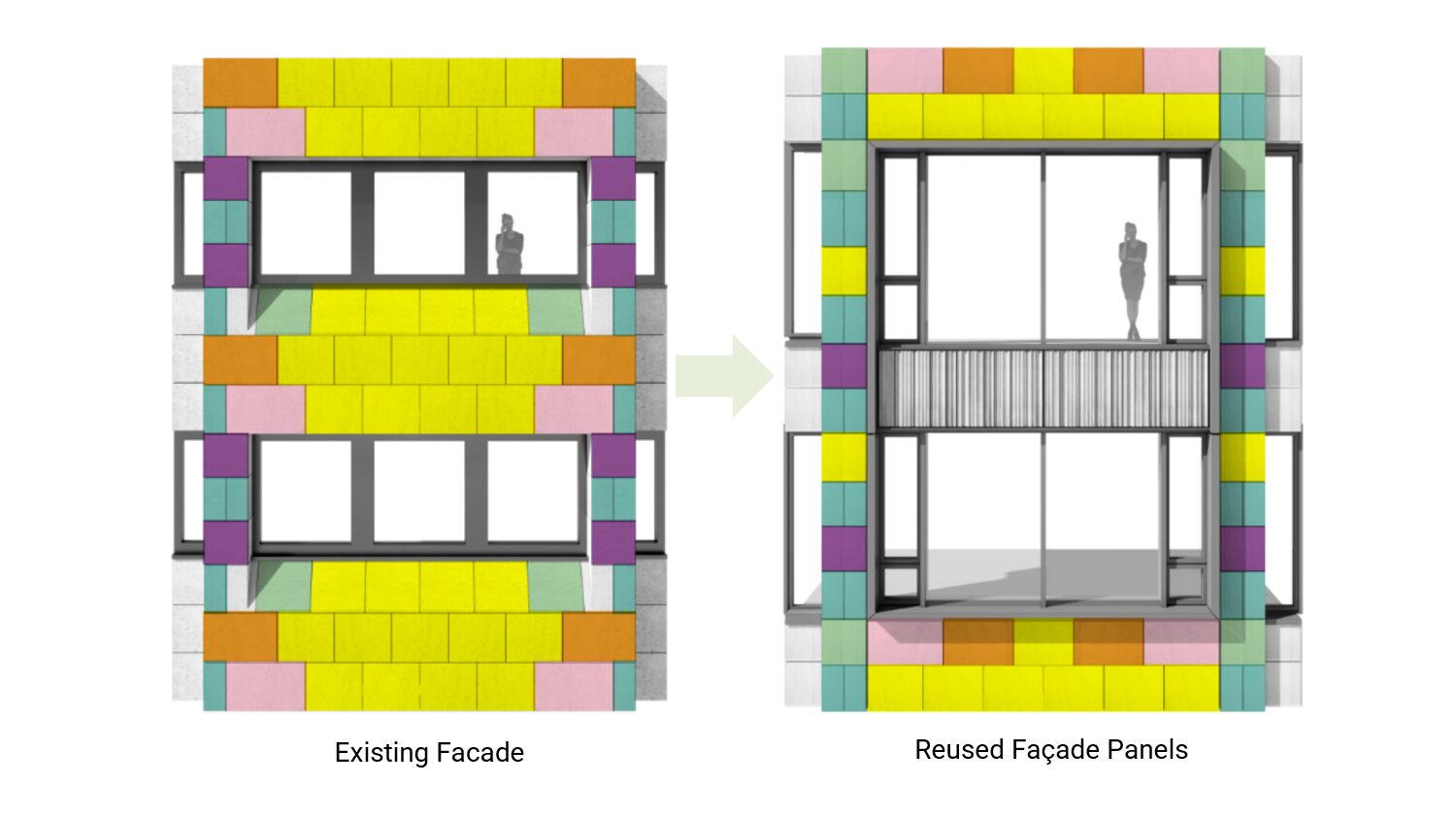 Image of two different facade designs at 81 Newgate by KPF